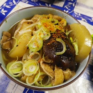 大根椎茸油揚げのシンプル麺つゆ煮
